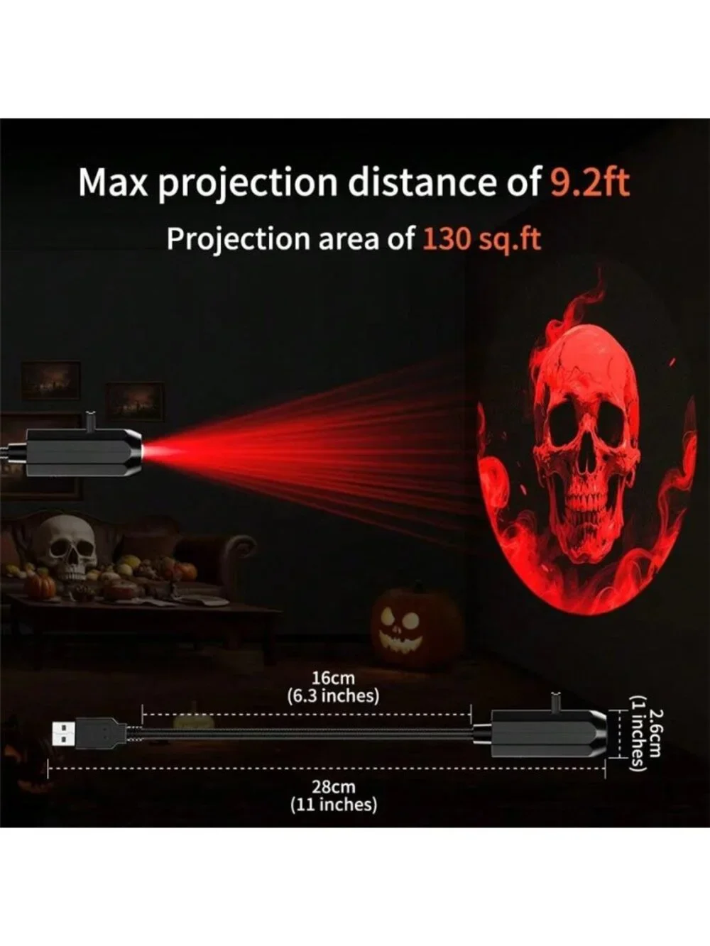 Halloween Projector, 6 Patterns USB Halloween Projector Lights, Background
